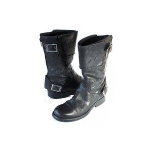 SATORE Boots Black Leather Moto Boots Womens Size 5